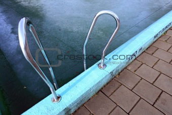 Frozen open air swimming pool in winter