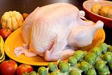 Thanksgiving Turkey Dinner Cooking Ingredients on Wood Table