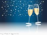 Happy new year champagne glasses