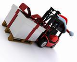 Forklift truck with christmas gift box
