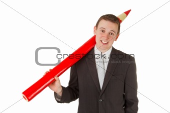 Freindly businessman with red pencil