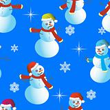 Seamless wallpaper from snowman and snowflakes