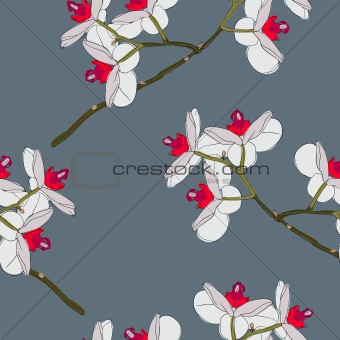 Orchid flowers. Seamless wallpaper.