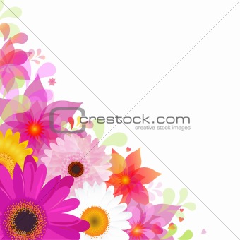 Flower Background With Gerbers And Leafs