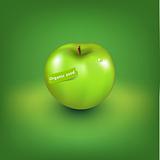 Green Apple With Organic Label 