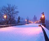 Charles bridge in winter, Prague, Czech Republic