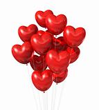 red heart shaped balloons isolated on white