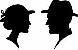 man and woman face profile silhouette, vector male female couple