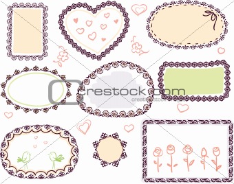 cute doodle floral vector frame set 