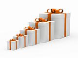 christmas gift box white orange ribbon