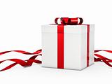 gift box white red ribbon