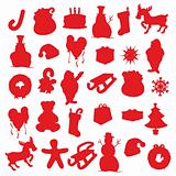 isolated Christmas items silhouettes