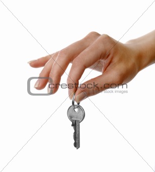 Womans hand holding a key