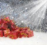 Christmas gifts in snow