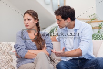 Serious woman being mad at her boyfriend