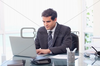 Businessman working with a laptop
