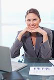 Portrait of a smiling businesswoman working