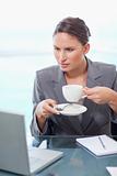 Portrait of a businesswoman drinking coffee