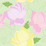 seamless pattern with colored  lotus
