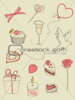 doodle Valentine's Day icons