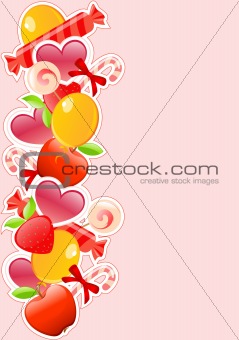 holiday background with candy and fruits