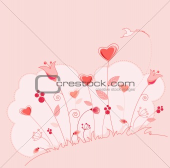 Valentine's Day greeting card with flowers