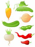 set of glossy vegetable icons