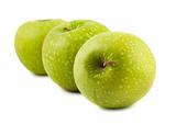 Green apples on a white background 