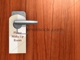 Please make up room sign on hotel door