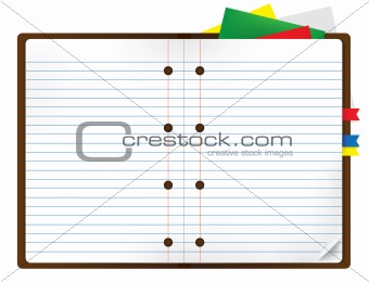 notebook with bookmark and notepads