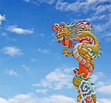Chinese dragon statue and blue sky
