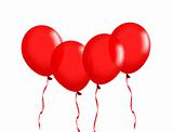 red balloons with ribbon