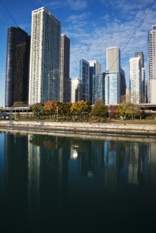 Chicago reflected in Lake Michigan