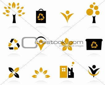 Ecology, nature and environment icons set isolated on white - re