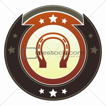 Horseshoe or luck icon on imperial button