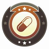 Pill or medicine icon on imperial button
