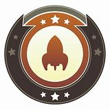 Retro rocket icon on imperial button
