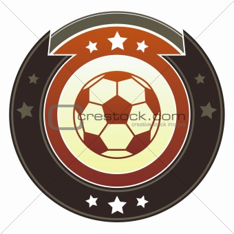 Soccer or futbol sports icon on imperial button