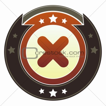 X or close icon on imperial button