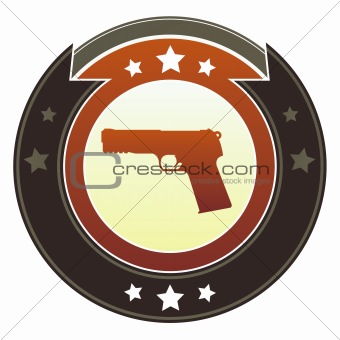Handgun icon on imperial button