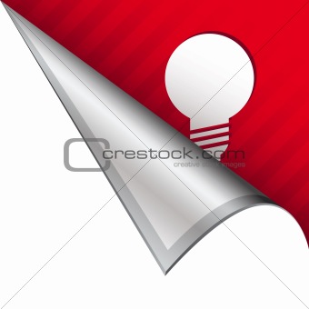 Light bulb icon on peeling corner tab