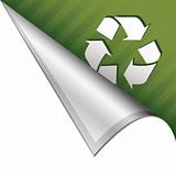 Recycle icon on peeling corner tab