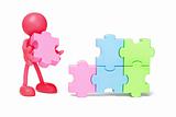Faceless figurine and jigsaw puzzles