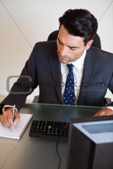 Portrait of a businessman taking notes