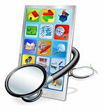 Smart phone or tablet pc health check concept