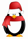 Penguin with Santa Hat and Red Scarf Clipart