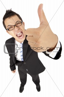 asian  businessman with thumb up