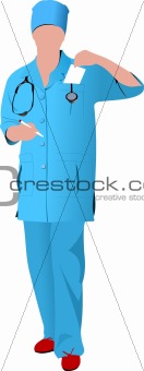 Nurse woman with white doctor`s smock. Vector illustration