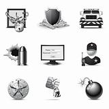 Bank security icons | B&W series