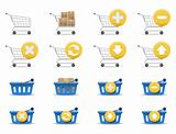 Shopping cart and shopping basket icons